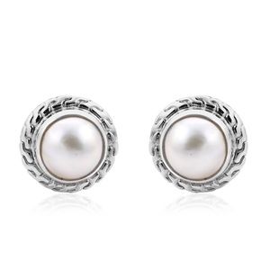 White Mabe Pearl Stud Earrings BALI LEGACY